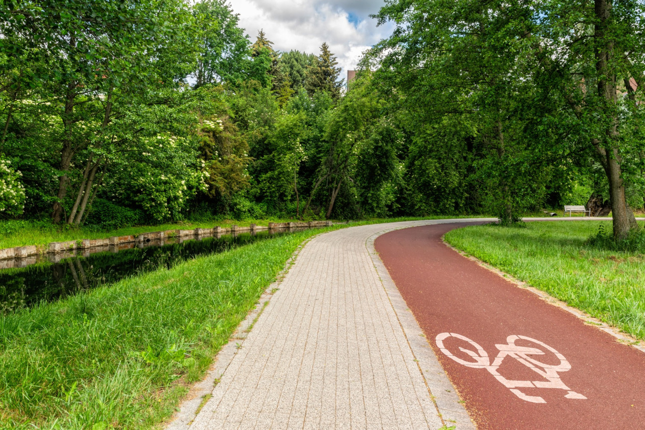 An example image of a footpath and cycle lane